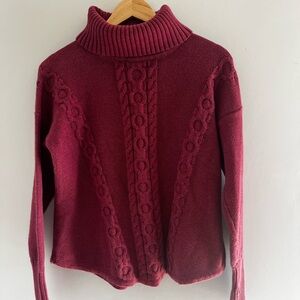 Women's Burgundy Cable Knit Sweater